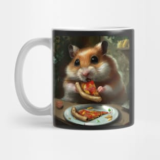 Cute Hamster Eating Pizza Painting Mug